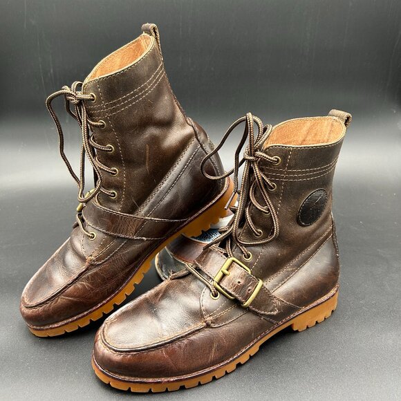Vintage Polo Ralph Lauren Ranger Leather Workwear Boots Men’s 7.5 Brown Lug Sole main image 7